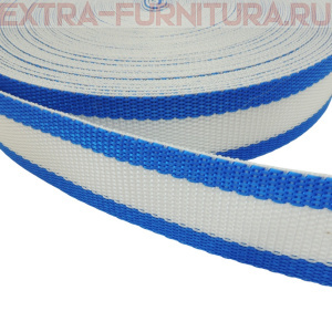 Стропа двухцветная, шир.30мм, цв. василек/белый, уп.25м, пл. 17 гр/м