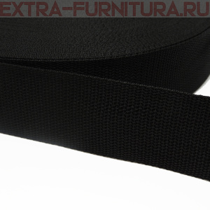 Стропа шир.50мм (+/-2мм), цв. чёрный, уп.50м*6 уп, Б, пл. 20,6 гр/м