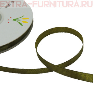 Лента атласная  6 мм  цв.140 темно-оливковый рул. 27,42м