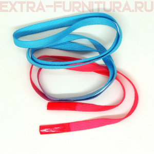 Шнурки плоские 130см, шир.10мм, Градиент, цв.голубой/розовый, декор.наконечник