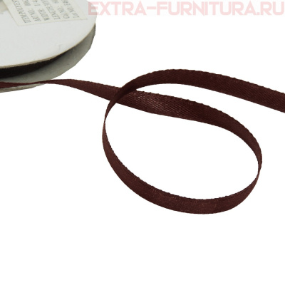 Лента атласная  6 мм  цв.078/2 коричневый рул. 27,42м