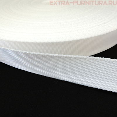 Стропа шир.25мм, цв. белый, уп.50м, пл. 14 гр/м