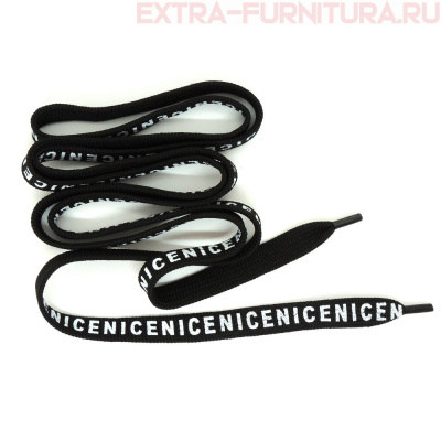 Шнурки плоские 130см, шир.12мм, Nice цв.черный